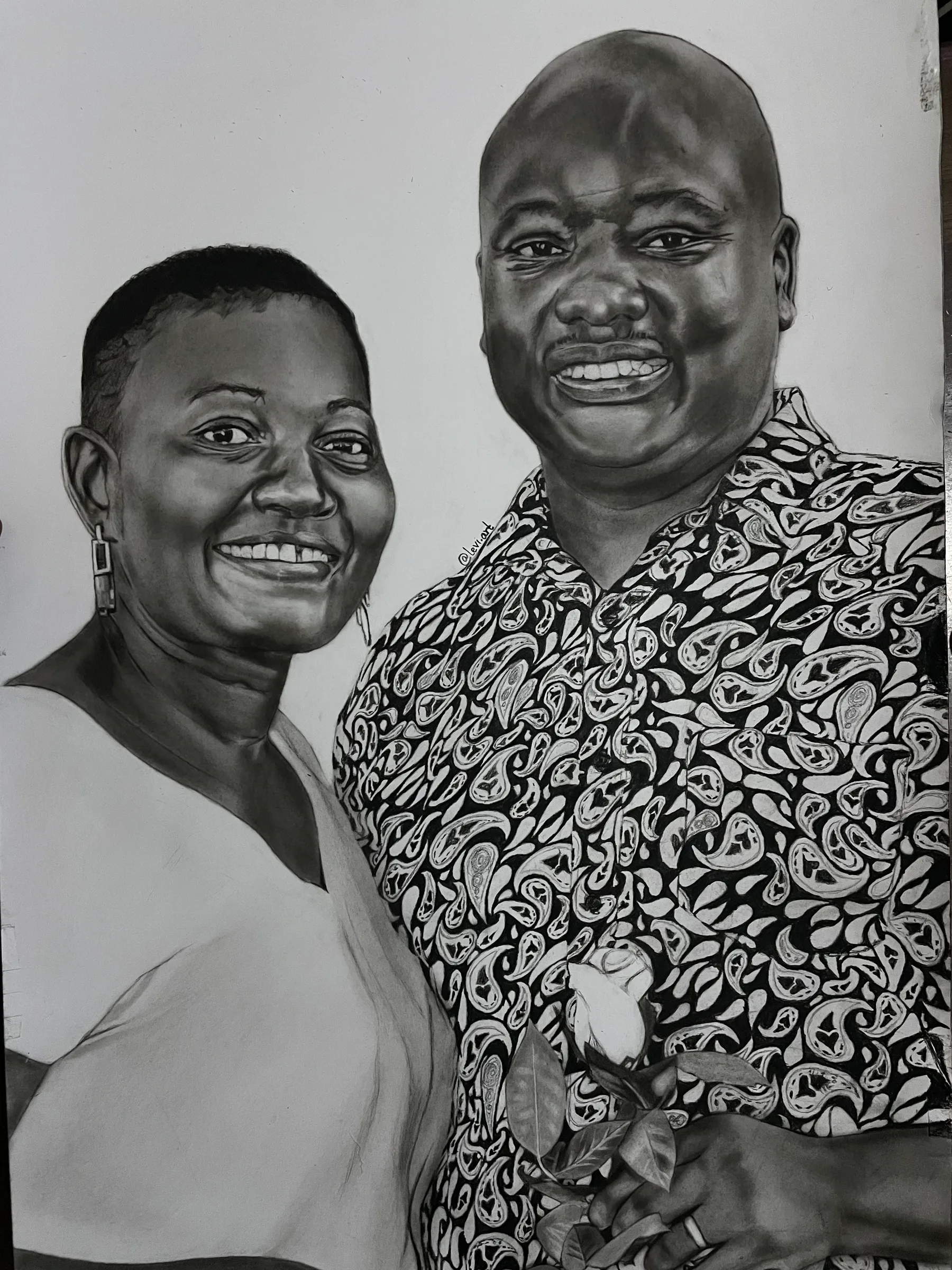 A2 Charcoal Couples Portrait (V.M), Client Commission Portraits